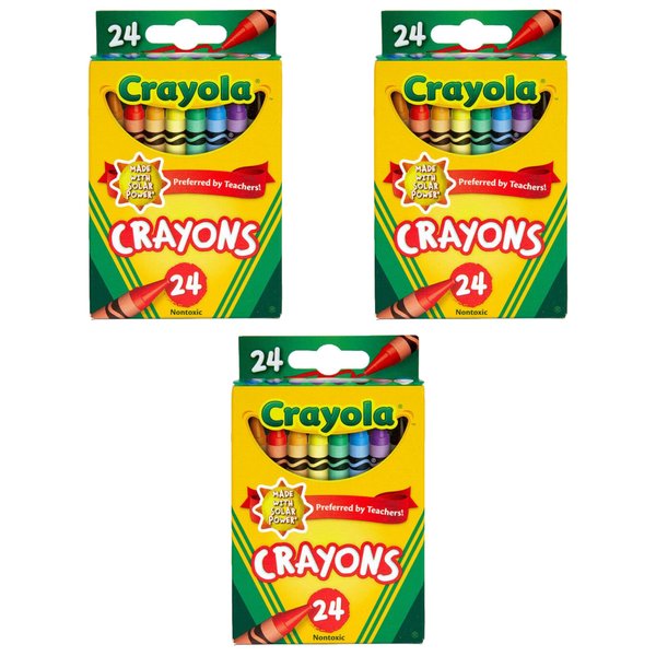 Diamond Rock Supply 3 Pack Crayon Bundle Including 3 Packs of Crayola 24 count Crayons and Customer Holographic Sticker - School Supplies, gifts, students, kids