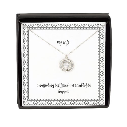 Reusable Wife Double Crystal Circle Necklace, I married my best friend and I, Gifts For Wife, Present From Husband, For Wife, Gift ideas for her, Gift ideas for him, Gift ideas for mom, Gift ideas for