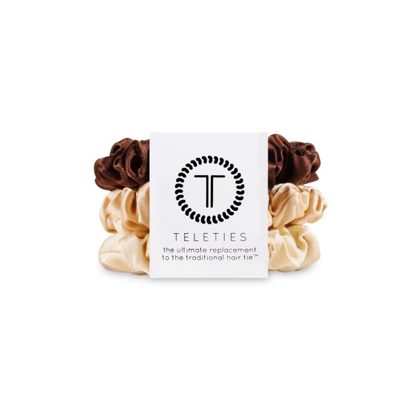 TELETIES - Small Scrunchie - 100% Natural Silk Hair Scrunchie - Soft & Gentle on Hair - Prevents Breakage & Damage - Safe for Sleep - Ideal for Thin-Medium Hair - For the Love of Nudes