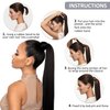 Caliee 1B Natural Black Ponytail Extension Clip in Virgin Straight Ponytail Human Hair 100% Remy Hair Extensions Real Ponytail Hair Piece 22 Inch Long 90G