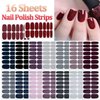 SILPECWEE 16 Sheets Nail Polish Stickers Full Nail Wraps Solid Color Self Adhesive Nail Polish Strips Gel Nail Stickers for Women Fingernail Manicure Sticker Nails for Women with 1pc Nail File