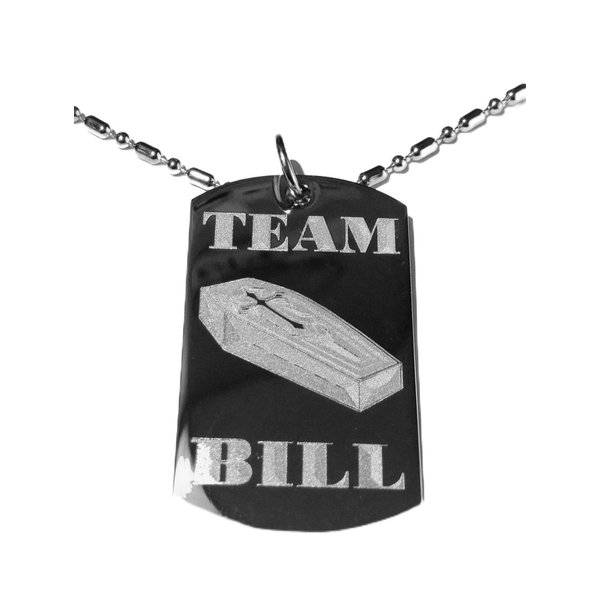 Hat Shark Team Bill Blood Vampire Coffin TV Show - Military Dog Tag, Luggage Tag Metal Chain Necklace