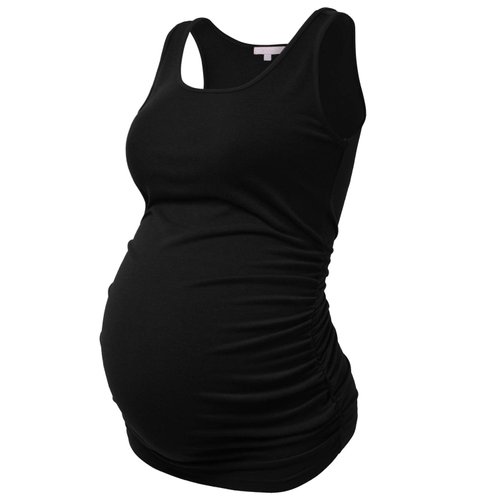 Bhome Maternity Tank Top Sleeveless Tshirt Pregnancy Tee Black L