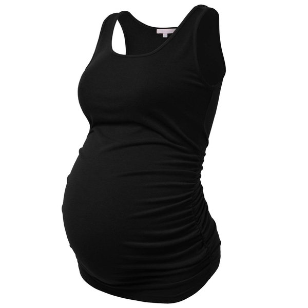 Bhome Maternity Tank Top Sleeveless Tshirt Pregnancy Tee Black L