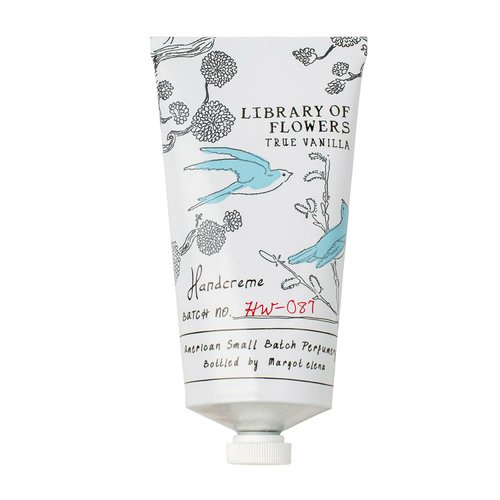Library of Flowers True Vanilla Handcreme, 2.65 oz. – Bergamot, Dark Vanilla & Amber – Scented Hand Cream for Women, Moisturizing Hand Lotion for Dry Hands, Shea Butter & Cocoa Butter