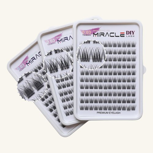 PARK SUNG HEE MIRACLE LASH DIY False Eyelashes, Lash Clusters, Lengthening Wisps 9mm-16mm Contact Lens Friendly, Easy to Apply, Reusable Strip Lashes (E6-280, 12mm), Black