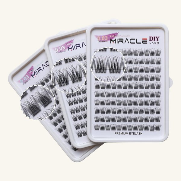 PARK SUNG HEE MIRACLE LASH DIY False Eyelashes, Lash Clusters, Lengthening Wisps 9mm-16mm Contact Lens Friendly, Easy to Apply, Reusable Strip Lashes (E6-280, 12mm), Black