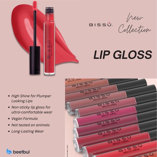 Bissú Lip Gloss for plumper looking lips, High shine finish, Non-Sticky, Vegan formula, Pick from 12 beautiful lip gloss shades (Esplendorosa)