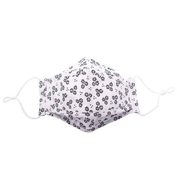Washable Summer Cotton Face Mask Made in USA, A3F White Floral
