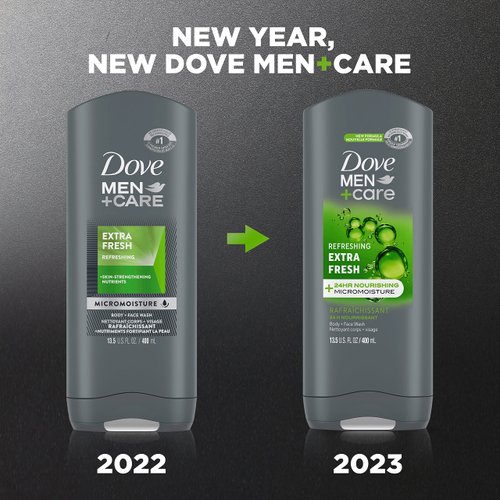 Dove Men+Care Micro Moisture Body and Face Wash, Fresh, 13.5 fl oz (Pack of 1)