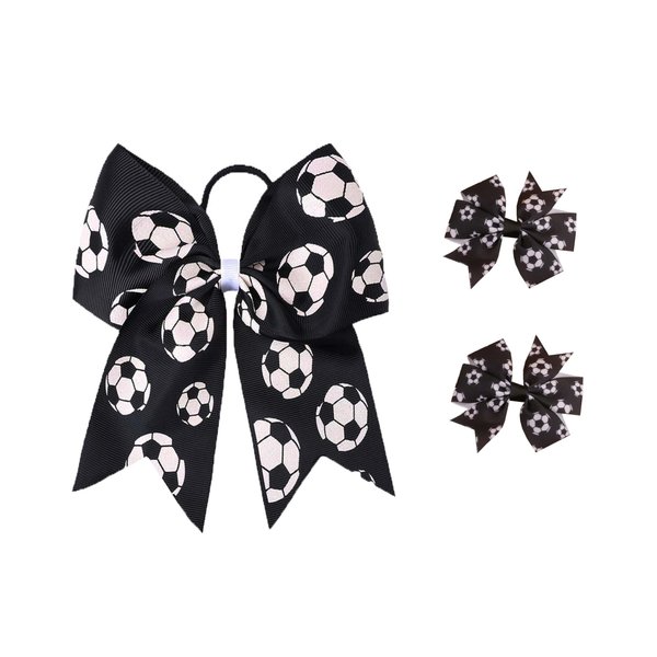 Soccer Sport Bows Hair Ties Soccer Hair Bands Ponytail Holders Soccer Sport Hair Accessories Soccer Bows for Girls Players Teams(FQ1) (BK)