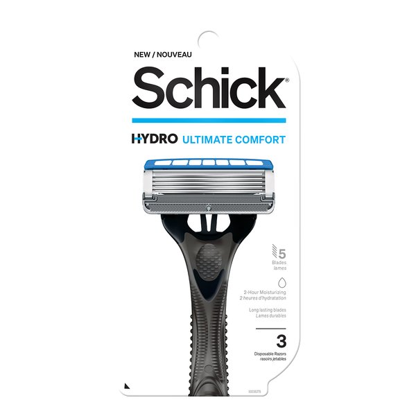 Schick Hydro 5 Disposable Razor for Men with Hydrating Gel Reservoir, 3 Count (Pack of 1)