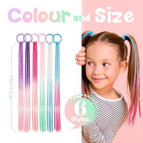 Dreamlover Hair Extensions for Kids, Crazy Hair Day Accessories, Braided Ponytail Extension for Girls, 12 Pieces
