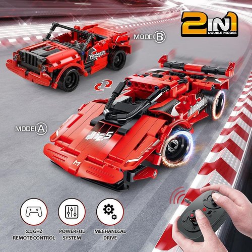 STEM Building Blocks Toys for Ages 6-12, DIY Construction RC Car Kit with Remote Control