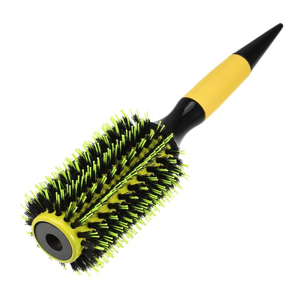 VOCOSTE Round Hair Brush, Hair Brushes for Women, Nylon Bristle Pins Round Brush, Styling Hair Brush for Wet, Dry, Wig, Straight Hair, Yellow, 10.04"x2.56"