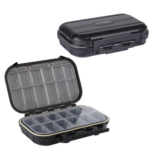 Goture Small Tackle Box,Waterproof Fishing Lure Boxes, 2 sided adjustable Small Plastic Case Small Box Storage Containers Black SMALL 6.69'' X 4.33'' X 1.81''