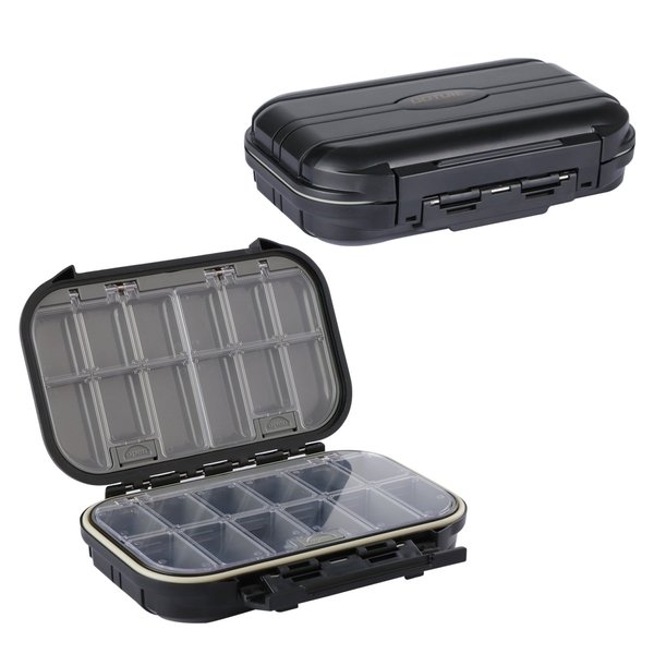 Goture Small Tackle Box,Waterproof Fishing Lure Boxes, 2 sided adjustable Small Plastic Case Small Box Storage Containers Black SMALL 6.69'' X 4.33'' X 1.81''