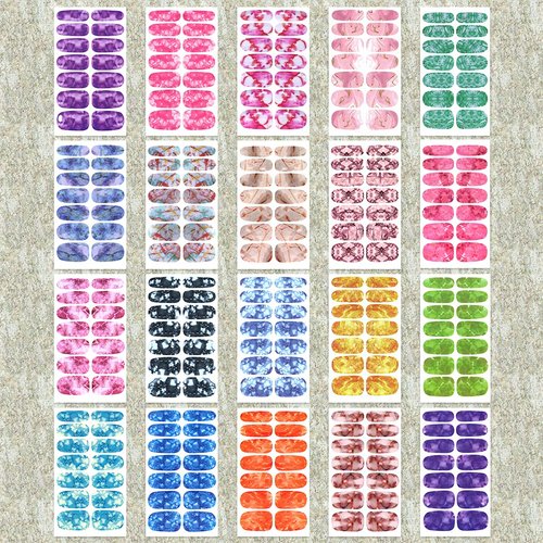 WOKOTO 20 Sheets Marble Peel and Stick Nail Polish Strips Candy Color Gradient Full Marble Nail Stickers for Women Girls with Nail File Nail Polish Wraps Real Nail Polish Strips Stick On Nail Strips