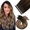 Moresoo Tape in Hair Extensions Human Hair,16 Inch 10 Pcs 25 Gram,#4/10/16 Brown to Gold Brown with Golden Blonde, Seamless Hair Extensions Fashion