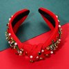 Christmas Headband for Women Holiday Christmas Accessories Beaded Xmas Bow Tree Snowflake HOHOHO Knotted Headband Red Green Crystal Pearl Top Knot Headband Festive Holiday Gifts (Xmas Tree 10)