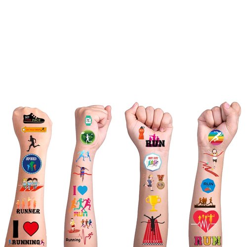 CupaPlay 200PCS+ Running Party Favors Tattoos Temporary Stickers- Run Sports Theme Party Decoration Goodie Bags Stuffers