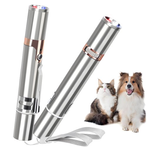 Koackl Cat Toy Pointer for Indoor 2 Pack, USB Rechargeable Cat Toy, 3 Light Colors Cat Interactive Toys for Dogs, Cats, Pet Chase Toy for Fun Playing Training Exercise Indoors