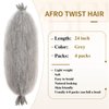 24 Inch Pre-Separated Springy Afro Twist Hair 4 Packs Afro Twist Hair for Soft Locs Marley Twist Crochet Braiding Hair Synthetic Hair Extensions(8 Strands/Pack,Gray#)