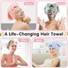 IJRPLM 4 Pack Microfiber Hair Towel Cap,Super Absorbent Hair Towel Wrap Drying Hair Cap,Soft Microfiber Hair Drying Towel Cap with Bow-Knot,Anti Frizz Hair Turban Wrap for Curly Long Wet Hair