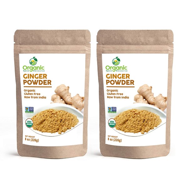 Organic Ginger Powder | 16 oz (Pack of 2) | USDA Organics and Non-GMO Verified Project Approved | Product of India | 100% Raw and Natural | Resealable Kraft Bag by SHOPOSR