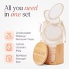 VIVAGO Reusable Cotton Rounds for Face - (20 Pack) Soft Reusable Makeup Remover Pads with Washable Drawstring Laundry Bag & Bamboo Holder - All Skin Type Skincare Set Facial Cleaning Cloth