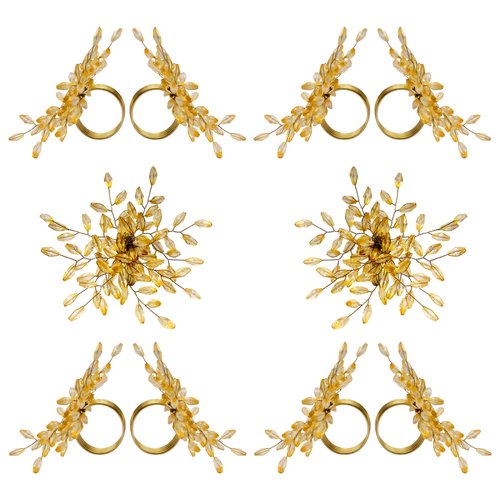 ITOS365 Napkin Rings Set of 12 for Dining Table Decoration Parties Everyday Metal Napkin Holder Leaf Gold (Pack of 12)