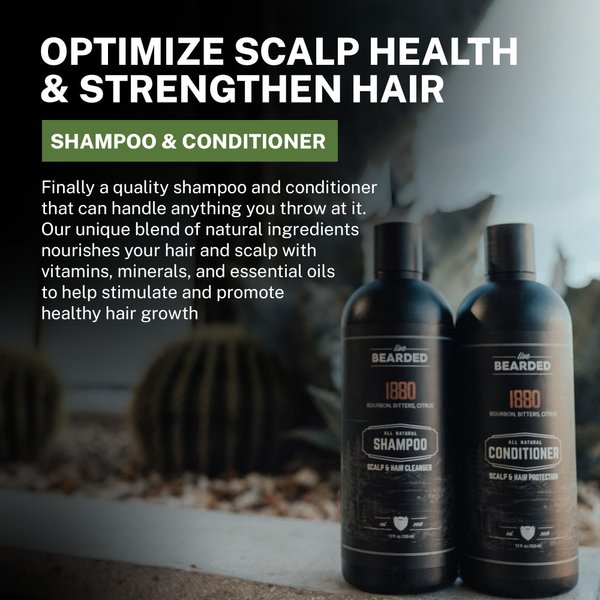 Live Bearded All-Natural Shampoo & Conditioner for Men - Hair Care Routine for Thinning Hair & Hair Loss, Hair Growth - Juniper, Cypress, Fir Needle