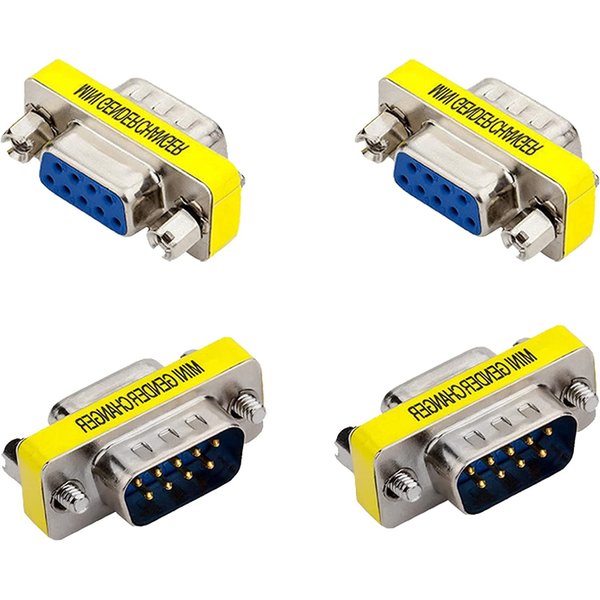 Rs232 Serial Cable 9 Pin DB9 Female to Female/Male to Male Gender Changer Coupler Adapter Connector(4 Pack)