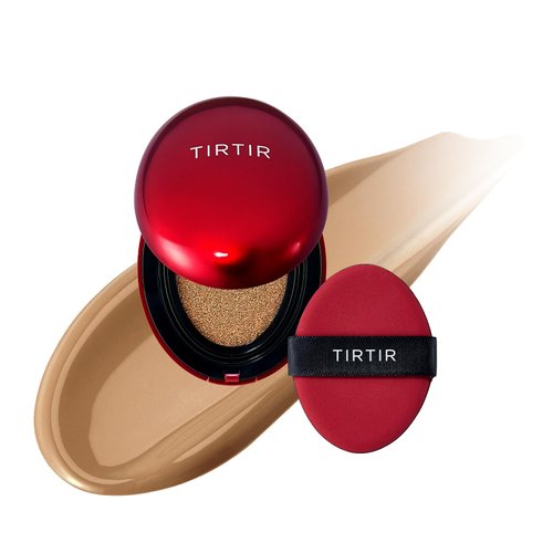 [*Mini Size*] TIRTIR Mask Fit Red Cushion Foundation | Long-Lasting, Lightweight, Buildable Coverage, Semi-Matte Finish, Korean Cushion Foundation (#34W Toffee, 0.15 Fl Oz)