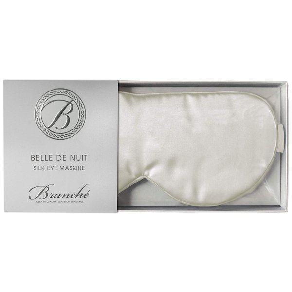Branche Beauty Belle De Nuit Sleep Mask - Silk Eye Mask 100% Premium 6A Silk 22 Momme Eye Cover Sleepover Shade Blindfold Mask for Luxury Sleep in Total Darkness (Creme)