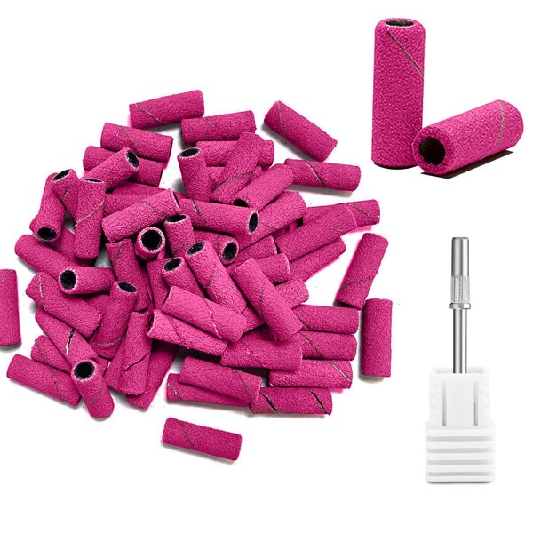 100 Pcs Sanding Bands for Nail Drill,240 Fine Grit Nail File Sanding Bands,Acrylic Nails Gel Removing Shaping, for Manicure Nail Salon Use