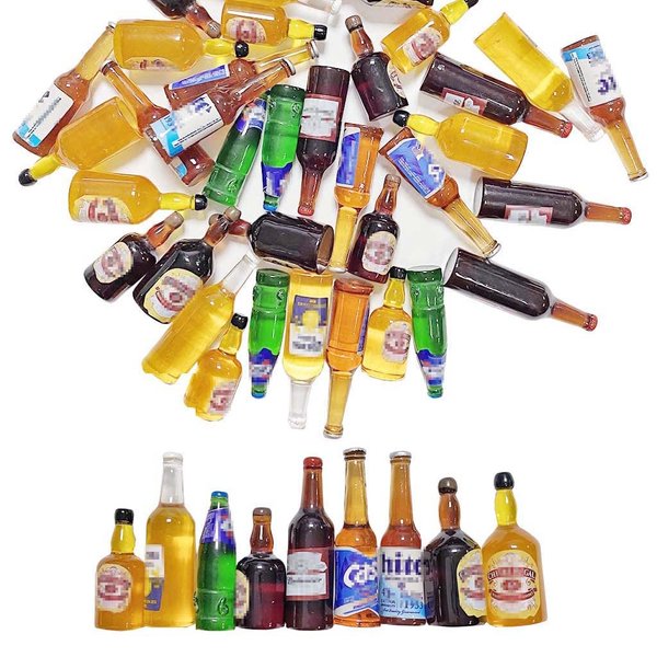 Juland 40PCS Miniature Mini Beer Drinks Decoration Beer Glass Model Mixed Wine Coffee Resin Sets Simulation Instant Model Scene Mini Tableware Dolls House