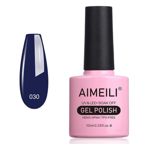 AIMEILI Soak Off U V LED Blue Gel Nail Polish - Blue (030) 10ml