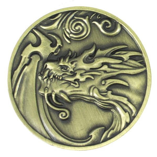 Paladin Roleplaying Dragon D2 Coin - Antique Gold Color
