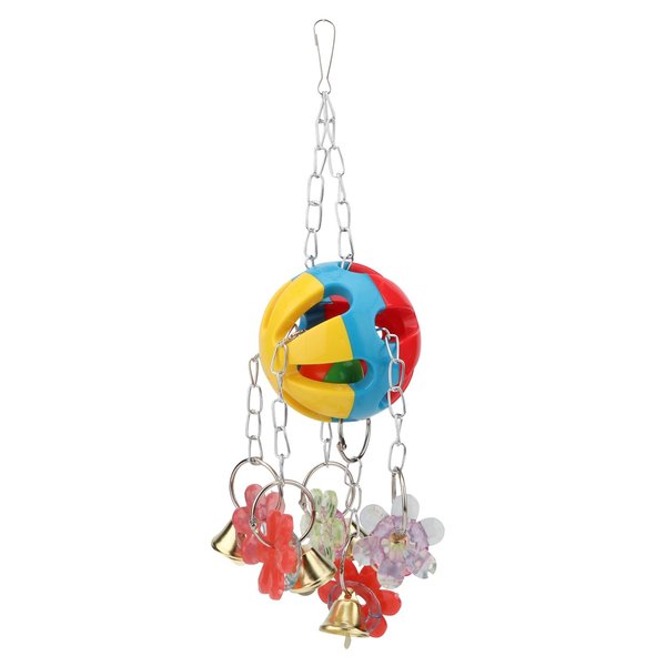 Hypeety Pet Parrot Chew Toys Acrylic Bird Toys Colorful Pet Bird Cage Hanging Bite Toys with Bells