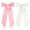 WLLHYF 2 PCS Big Bow Hair Clips Soft Bowknot Hair Pins French Long Tail Hair Barrettes Ponytail Holder Slides Metal Headpieces Vintage Headwear Party Valentine's Day Hair Accessories for Women Girls