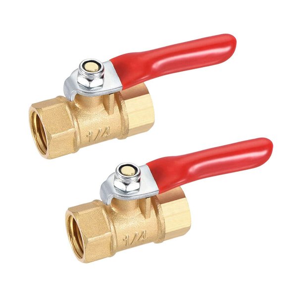 2pcs 1/4" Female Female NPT Brass Ball Valve Water Moisture Air Tank Drain Shut Off