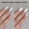 2 Boxes White Pearl Chrome Nail Powder, Mirror Effect Aurora Magic Pearlescent White Nail Powder Pigment, Glitter Nail Art, Holographic Ice Aurora Dust Nail Powder for Manicure Decorations