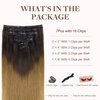 GOO GOO Clip in Hair Extensions Real Human Hair, 14inch 120g 7Pcs, 1D/2C/4E Chocolate Dip Color Melt, Remy Human Hair Extensions Clip ins for Women, Natural Human Hair