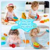 AMCHSURI Baby Bath Toys for Kids Ages 1-3, 11 PCS Mold Free Toddler Bath Toys for 2-4 Bathtub, Water Table, Pool Toys Stackable Boats and Spoons for Babies 6-12 Months Early Learning Educational Gift