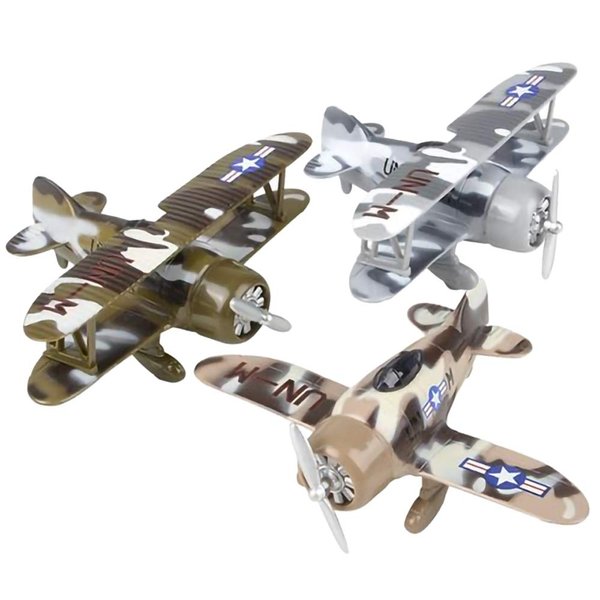 ArtCreativity Diecast Camo Planes with Pullback Mechanism, Set of 2, Metal Jet Plane Fighter Toys for Kids, Air Force Military Cake Decorations, Aviation Party Favors