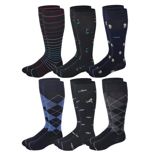Dr. Motion Dr.Motion 6 pairs Men compression Knee High socks (Assorted), MKLw0