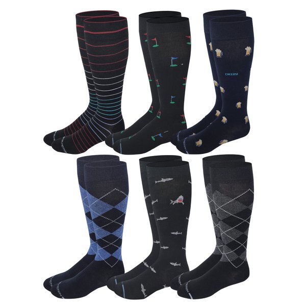 Dr. Motion Dr.Motion 6 pairs Men compression Knee High socks (Assorted), MKLw0
