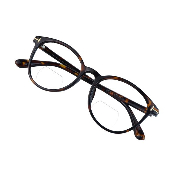 VisionGlobal Bifocal Reading Glasses for Men and Women - Stylish Retro Oval Computer Readers (Up+0.00/Down+1.25)