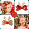 Vpsdkag 4 Pcs Christmas Hair Clips Glitter Antler Bow Hair Clips Christmas Bow Christmas Headwear for Girls